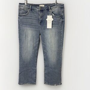 NWT Risen Jeans Womens 2XL Medium Wash Stretch High Rise Straight Crop RDP5871